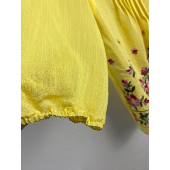 Figueroa‎ & Flowers Women Yellow Flower Long Sleeve Boho Top Size Medium Peasant - Picture 11 of 12